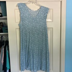 Blue Floral Sleeveless Dress